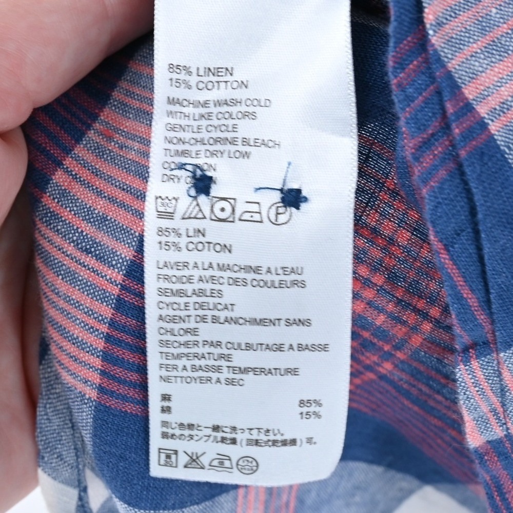 Tommy Bahama Mens XL Linen Cotton Plaid Shirt Coastal Resort Relaxed Luxe Blue - Picture 5 of 16